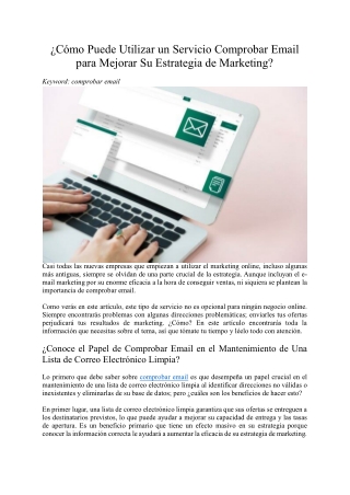 ¿Cómo Puede Utilizar un Servicio Comprobar Email para Mejorar Su Estrategia de Marketing