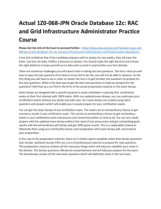 1Z0-068-JPN Oracle Database 12c: RAC and Grid Infrastructure Administrator