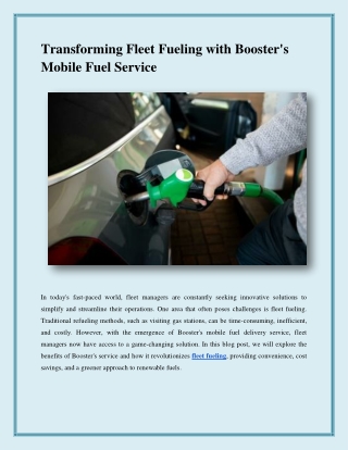 Transforming Fleet Fueling with Booster's Mobile Service