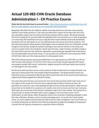 1Z0-082 Oracle Database Administration I