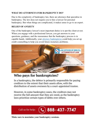 WHAT DO ATTORNEYS FOR BANKRUPTCY DO