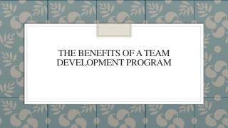 The Benefits Of A Team Development Program