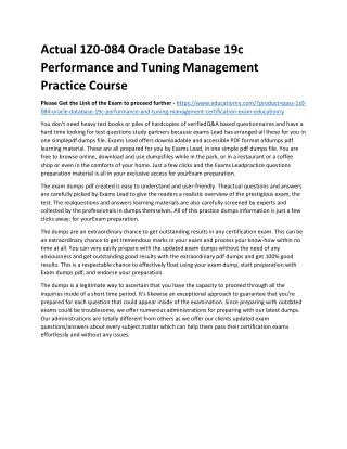 1Z0-084 Oracle Database 19c Performance and Tuning Management