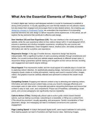 What Are the Essential Elements of Web Design?