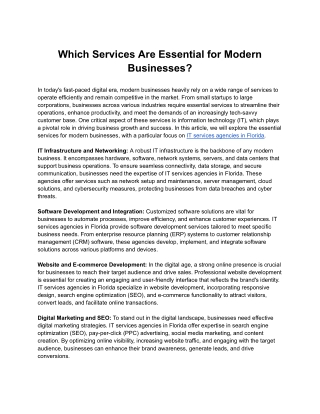 Which Services Are Essential for Modern Businesses?