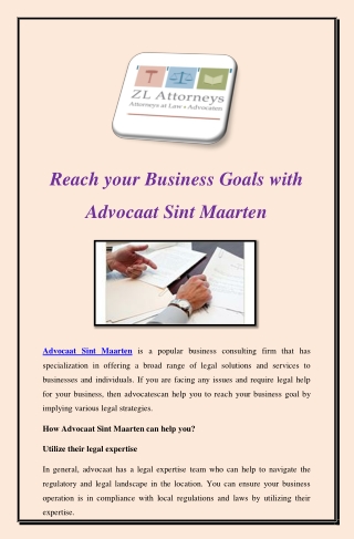 Reach your Business Goals with Advocaat Sint Maarten