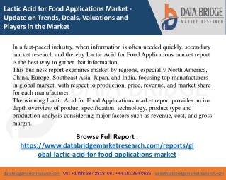 Lactic Acid for Food Applications Market