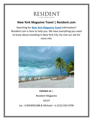 New York Magazine Travel  Resident.com
