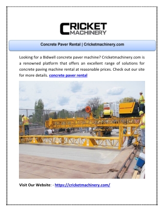 Concrete Paver Rental | Cricketmachinery.com