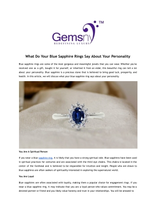 Blue Sapphire Rings: A Timeless Piece of Jewelry