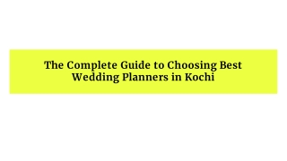 The Complete Guide to Choosing Best  Wedding Planners in Kochi