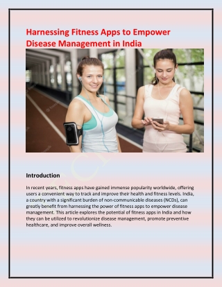 Harnessing Fitness Apps to Empower Disease Management in India