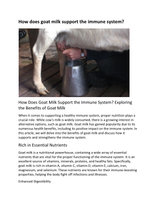 How does goat milk support the immune system?