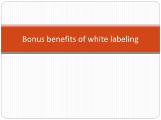 Bonus benefits of white labeling