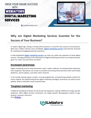 Why are Digital Marketing Services Essential for the Success of Your Business