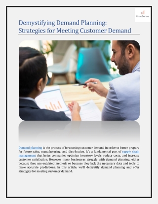 Demystifying Demand Planning: Strategies for Meeting Customer Demand