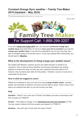 Constant Orange Sync weather  Family Tree Maker 2019 Updated  May 2023