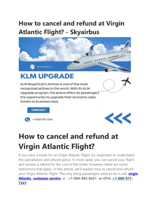 How to cancel and refund at Virgin Atlantic Flight