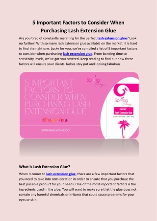 5 Important Factors to Consider When Purchasing Lash Extension Glue
