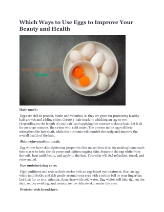 Which Ways to Use Eggs to Improve Your Beauty and Health