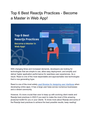 Top 6 Best Reactjs Practices – Become a Master in Web App!