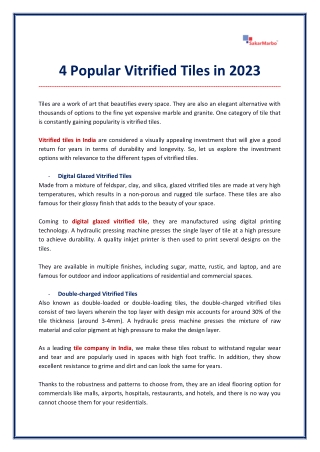 4 Popular Vitrified Tiles in 2023