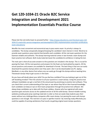 1Z0-1034-21 Oracle B2C Service Integration and Development 2021 Implementation E