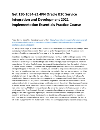 1Z0-1034-21-JPN Oracle B2C Service Integration and Development 2021 Implementati