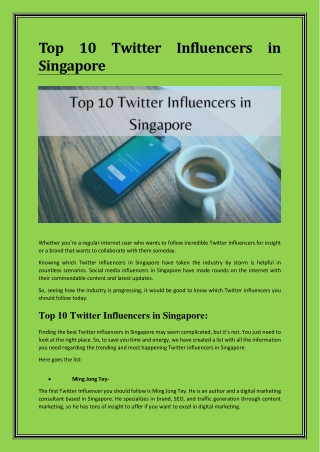 Top 10 Twitter Influencers in Singapore