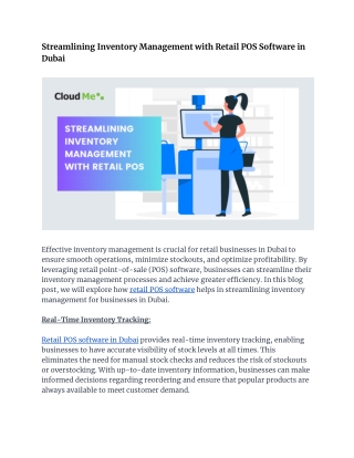 Streamlining Inventory Management with Retail POS Software in Dubai