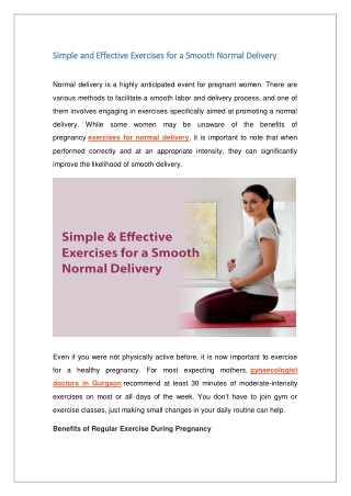 Simple and Effective Exercises for a Smooth Normal Delivery