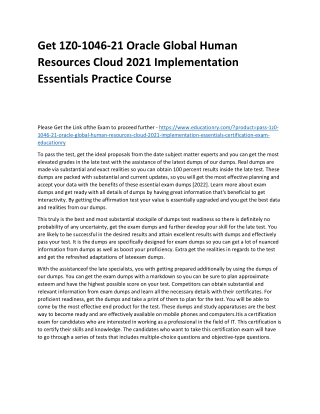 1Z0-1046-21 Oracle Global Human Resources Cloud 2021 Implementation Essentials