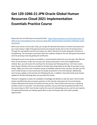 1Z0-1046-21-JPN Oracle Global Human Resources Cloud 2021 Implementation Essentia