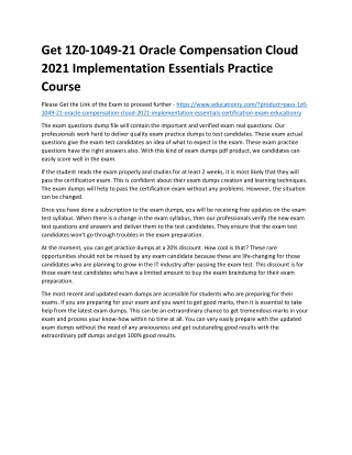 1Z0-1049-21 Oracle Compensation Cloud 2021 Implementation Essentials