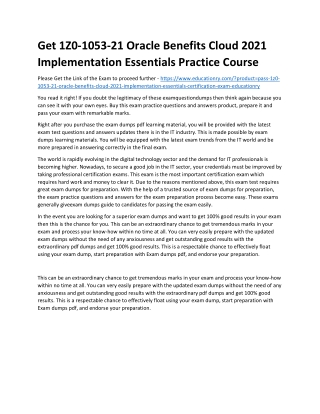 1Z0-1053-21 Oracle Benefits Cloud 2021 Implementation Essentials