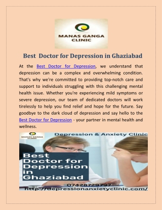 Best  Doctor for Depression in Ghaziabad| Depression & Anxiety Clinic