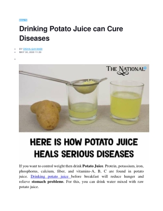 Drinking Potato Juice can Cure Diseases
