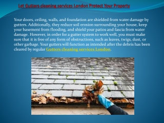 Let Gutters cleaning services London Protect Your Property