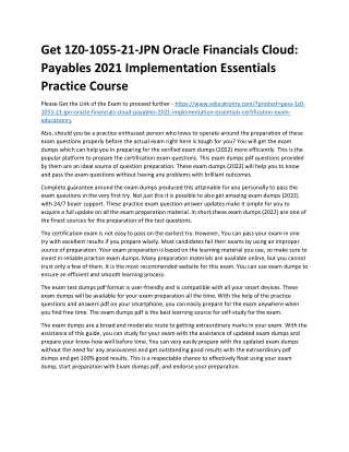 1Z0-1055-21-JPN Oracle Financials Cloud: Payables 2021 Implementation Essentials