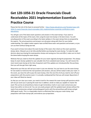 1Z0-1056-21 Oracle Financials Cloud: Receivables 2021 Implementation Essentials