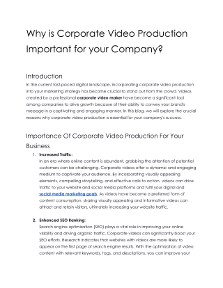 Why is Corporate Video Production Important for your Company_