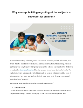 Why concept building regarding all the subjects is important for children?