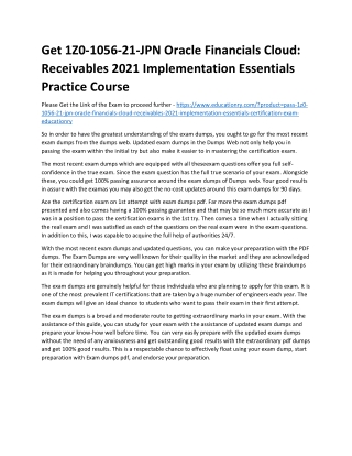 1Z0-1056-21-JPN Oracle Financials Cloud: Receivables 2021 Implementation Essenti