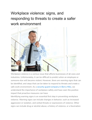 Workplace violence_ signs, and responding to threats to create a safer work environment