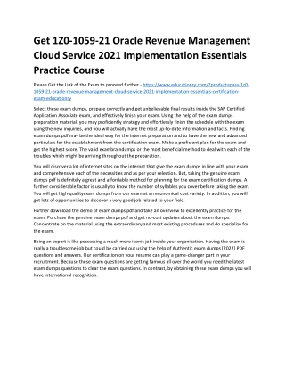 1Z0-1059-21 Oracle Revenue Management Cloud Service 2021 Implementation Essentia