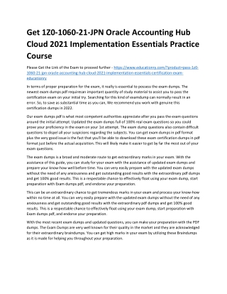 1Z0-1060-21-JPN Oracle Accounting Hub Cloud 2021 Implementation Essentials