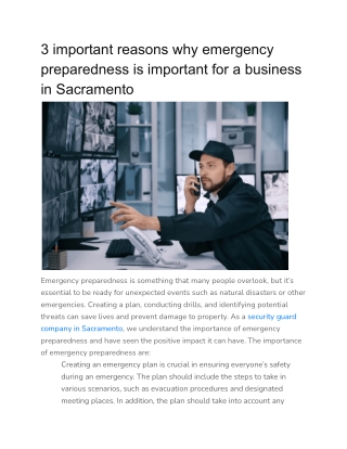 3 important reasons why emergency preparedness is important for a business in Sacramento