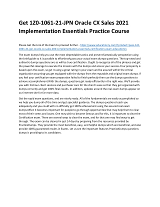 1Z0-1061-21-JPN Oracle CX Sales 2021 Implementation Essentials