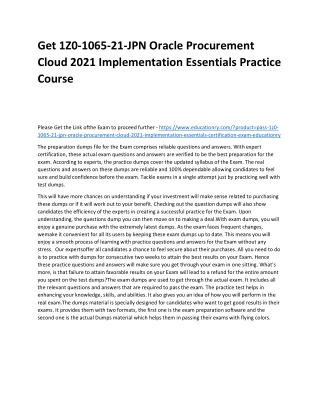 1Z0-1065-21-JPN Oracle Procurement Cloud 2021 Implementation Essentials