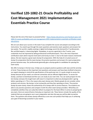 1Z0-1082-21 Oracle Profitability and Cost Management 2021 Implementation Essenti